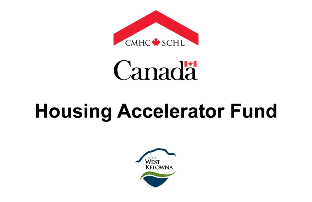 Government of Canada, CMHC and City of West Kelowna logos displayed vertically.