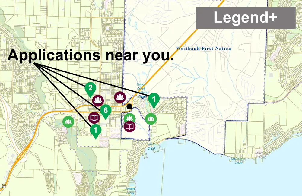 Map image with arriows pointing to various locations nearby.